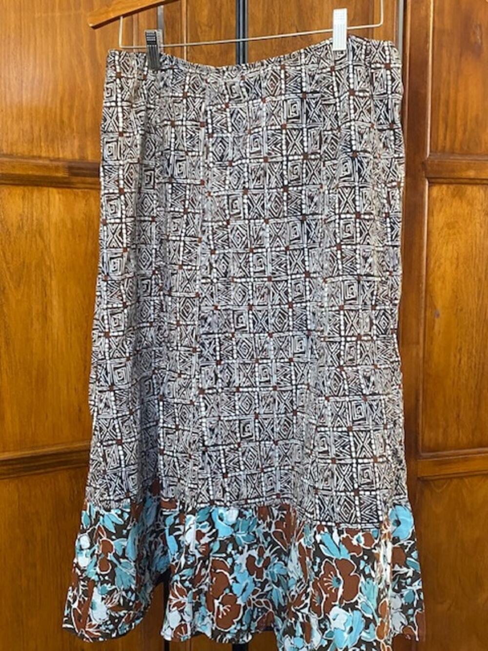 Requirements Women’s Skirt Size 12 Boho Geometric Floral Print Cotton A-Line